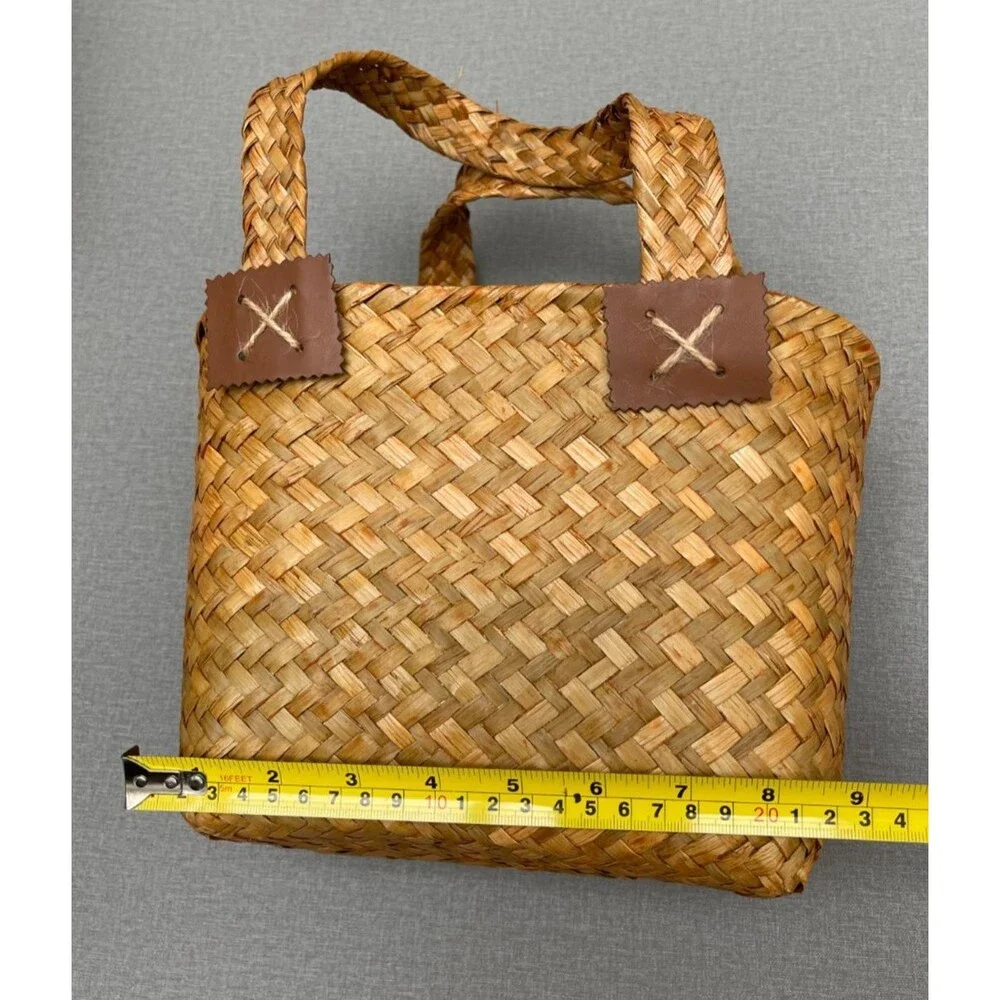 Handcraft Natural Rattan Hand Bag Multi-Functional  Storage Wicker Basket 10.4 